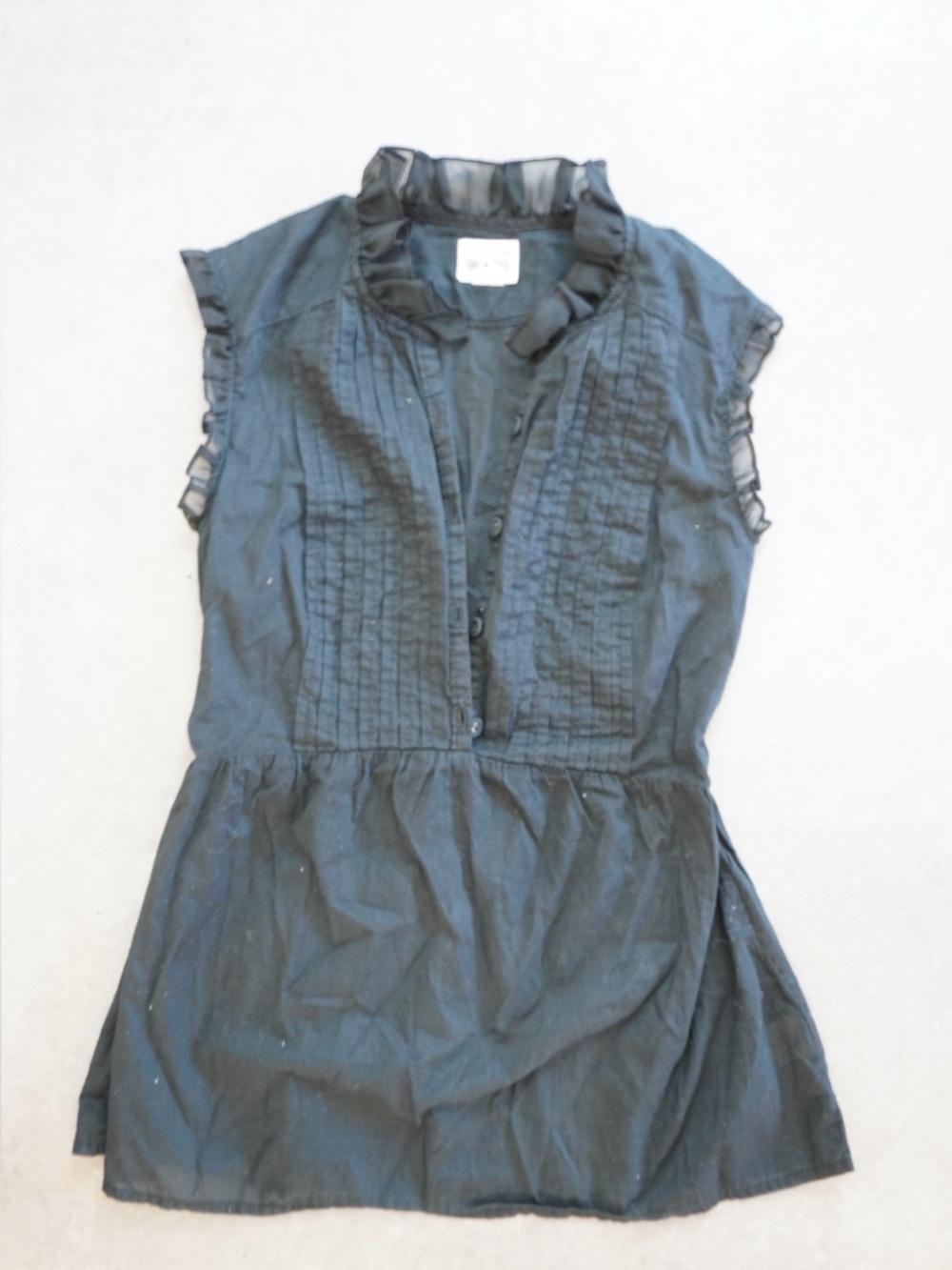 Vintage Converse Black Ruffle-Trim Button Front Tunic Top